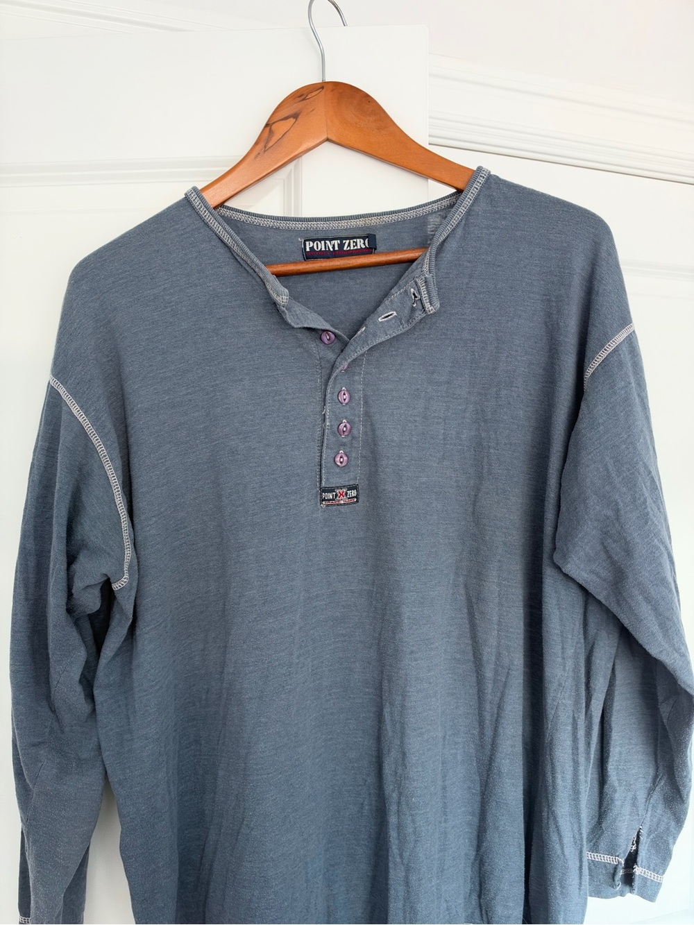 Point Zero Men's Long-Sleeve Henley in Slate Blue